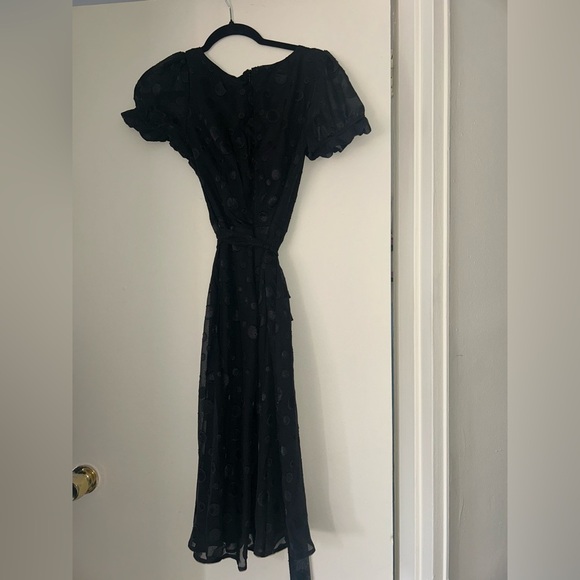 Nwt NY Collection Black Midi Dress with Polka Dots - Picture 7 of 8